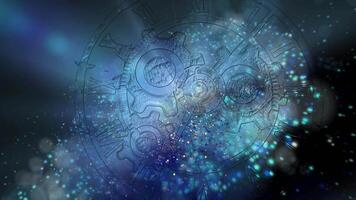 abstraction symbolizing infinity. Transparent clock against the backdrop of a fast-moving galaxy video