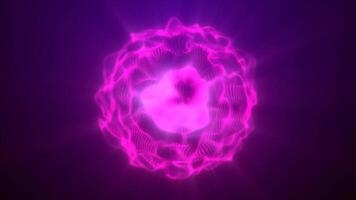 Bright colorful mesmerizing pink wavy ball with rays of light, a sphere with a glowing like magma core. video
