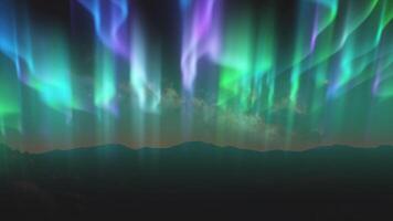 Aurora borealis over the mountains. Loop animation video