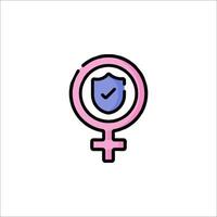 A female symbol with a shield and check mark vector