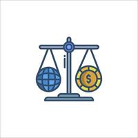World balance icon with globe and dollar coin vector