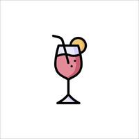 A drink with a straw and a slice of lemon vector