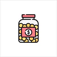 A jar with money inside and a dollar sign vector
