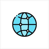 A globe icon with a line connecting dots vector