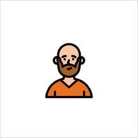 A man with a beard and mustache in an orange shirt vector