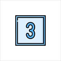 A blue number three in a square box vector