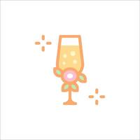 A glass of champagne with a flower in it vector