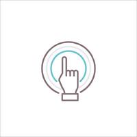 A hand pointing at a button icon vector