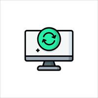 A computer monitor with a green arrow on it vector
