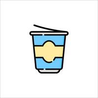 A cup of coffee with a straw and a lid vector