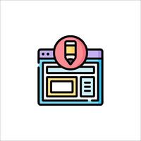 A colorful icon of a pencil on a computer screen vector