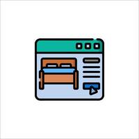 A bed and a computer icon on a white background vector