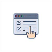 A hand pointing to a check box icon vector