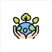 Hands holding a globe with trees on it vector