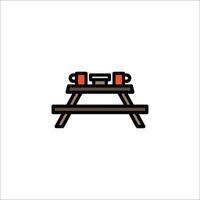 Picnic table icon vector