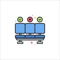 A line icon of a chair with two people sitting on it vector