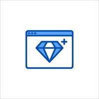 A blue icon of a diamond on a computer screen vector
