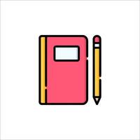 A pink notebook and pencil icon on a white background vector