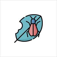 A bug on a leaf icon in a flat style vector