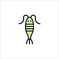 A green shrimp icon on a white background vector
