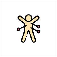 A man with a stick in his hands and a red dot on his chest vector