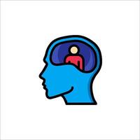 A person is in the head of a person's brain vector