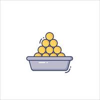 A bowl full of coins icon vector
