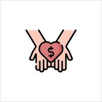 Hands holding a heart with a dollar sign on it vector