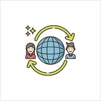 People around the globe with arrows pointing to it vector