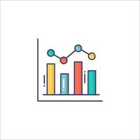An icon of a bar chart with a line vector
