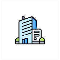 A building icon with a blue and green color scheme vector