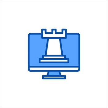 A computer monitor with a chess piece on it vector