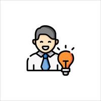 A man with an idea light bulb icon vector