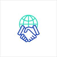 Handshake icon with globe and handshake vector