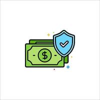 Money and shield icon with a shield and dollar sign vector