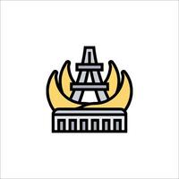 A logo for a building with a fire in the middle vector