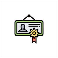 A certificate icon with a star and ribbon vector