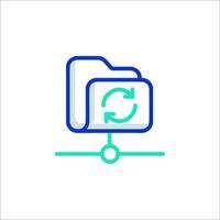 A file folder icon with a green arrow vector