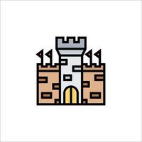 A castle icon with flags and a gate vector