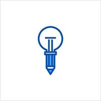 A blue light bulb with a pencil in the middle vector