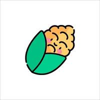 A cartoon character with a green leaf on it vector