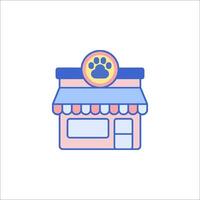 A dog store icon with a paw print on the front vector