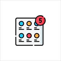 A calendar icon with five dots on it vector