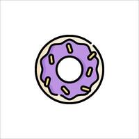 A donut with purple icing on a white background vector