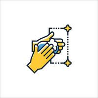 A hand washing a hand with a sponge vector