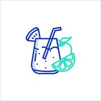 A drink with a slice of lemon and an apple vector