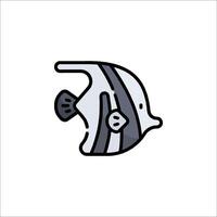 An icon of a fish with a black and white striped tail vector