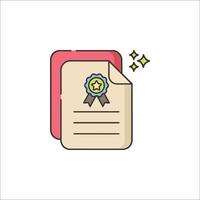 A certificate icon with a star and a ribbon vector
