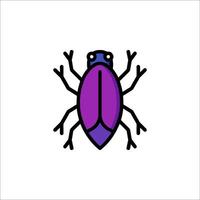 A purple bug icon on a white background vector