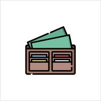 A wallet with money in it icon vector